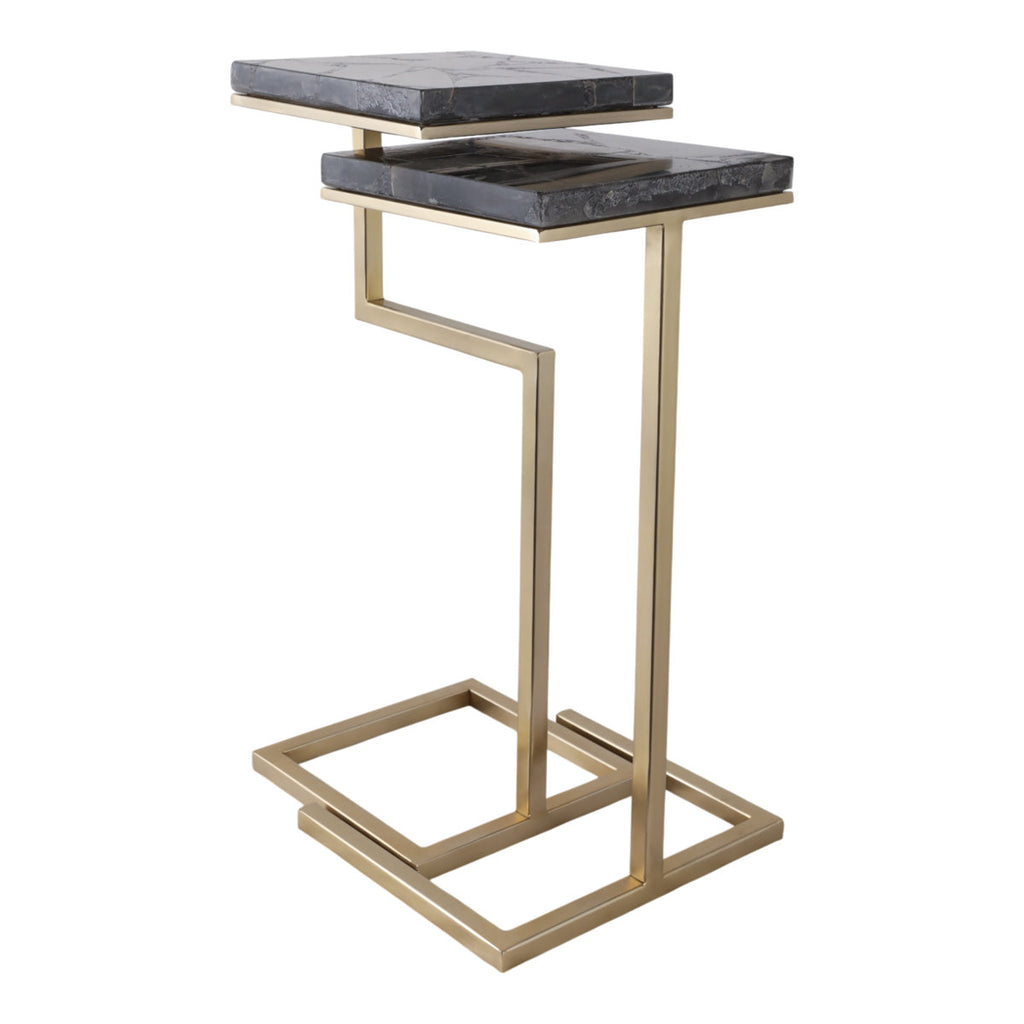 Set Of 2 Modern Marble Accent Side Table C Frame Nesting Living Room Decor New