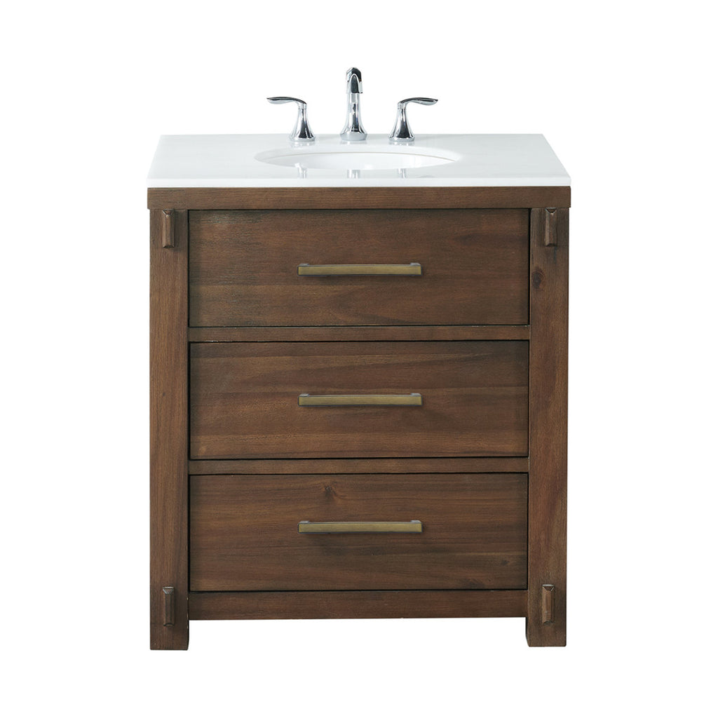 Asellus 30" Freestanding Single Bathroom Vanity Set Walnut In Color Marble Top Includes Sink Brand New Ample Storage
