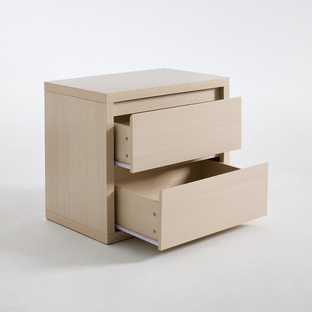 27" Wide 2 Drawer Nightstand End Side Table Ivory White Mid Century Modern Quality New Ample Storage