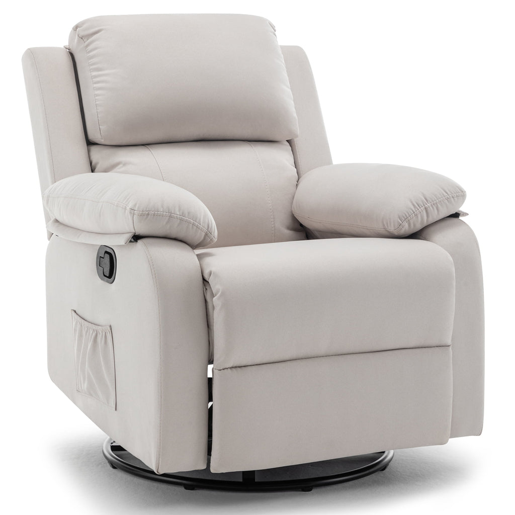 28.7" Wide Rocker Recliner Chair Swivel New Comfortable Beige With Storage Pouch