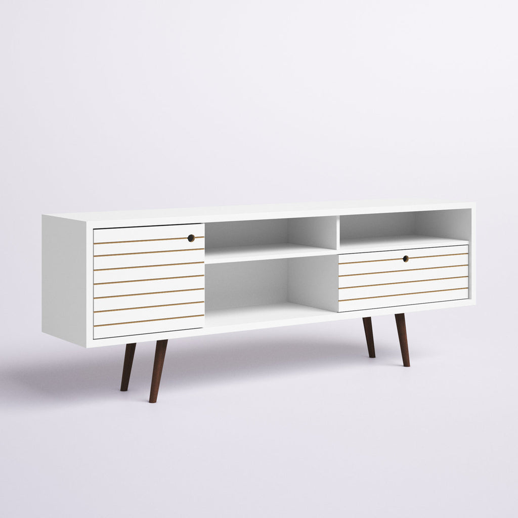 71" Mid Century Modern TV Stand Ample Storage Sideboard Console Table With Drawer and Shelves