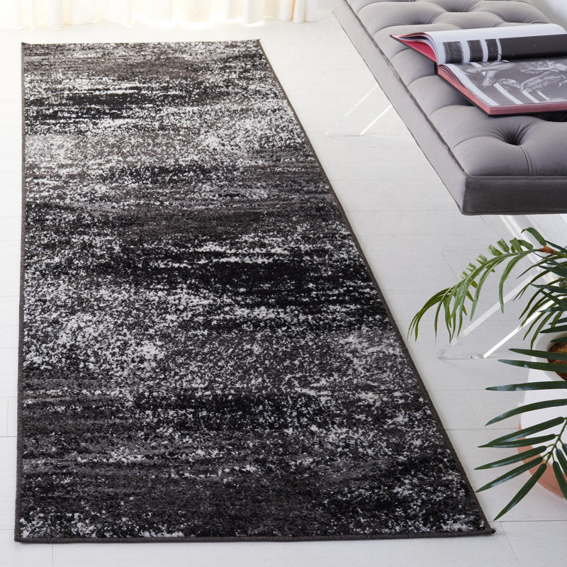 Indoor Modern Rug Abstract Silver / Charcoal Runner Hallway Rug 2' 6" x 12'  Brand New Quality