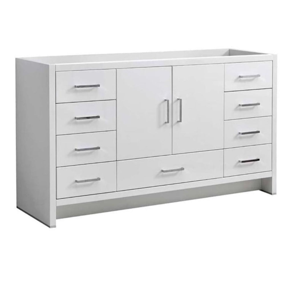 60" Single Bathroom Vanity Cabinet BASE Freestanding New Gloss White Modern Ample Storage Quality