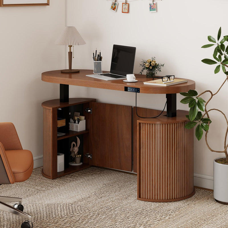 55.1" Standing Adjustable Height Office Work Desk New Mid Century Modern Ample Storage Quality Durable