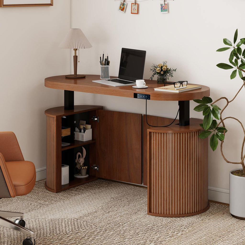 55.1" Standing Adjustable Height Office Work Desk New Mid Century Modern Ample Storage Quality Durable