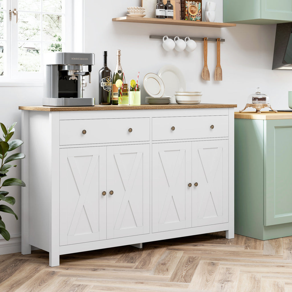 55.1" Sideboard Storage Console Storage Cabinet Buffet Adjustable Shelves TV Stand New White