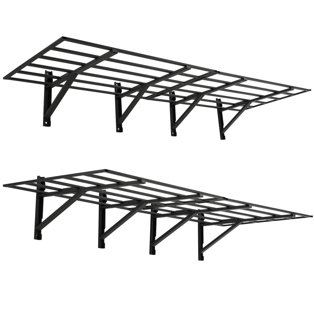2 Pack of 2'x 6' Garage Storage Shelf Wall Mounted, 1600 Lbs Heavy Duty Storage Shelves Organization, Black Metal Racks for Warehouse, Laundry