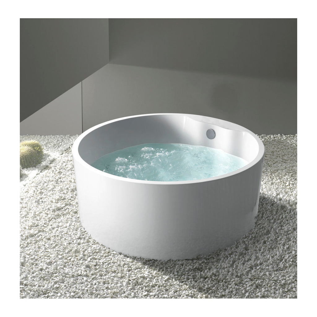 Kingston Brass Aqua Eden 45" Acrylic Round Double Ended Freestanding Tub with Drain White
