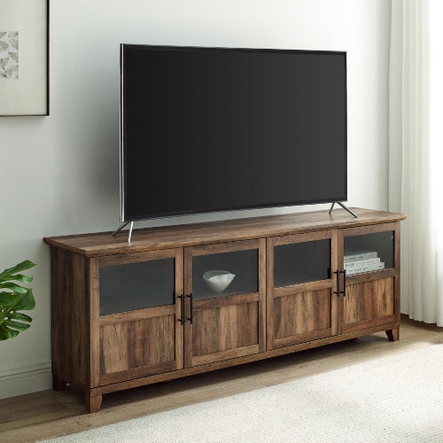 70" Wide 4 Door Sideboard Entertainment TV Media Stand Solid and Durable New Rustic Oak