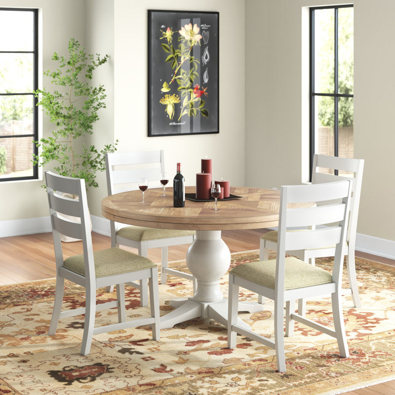 5 Piece Round Dining Table Set Includes Chairs Rustic Comfort Distressed