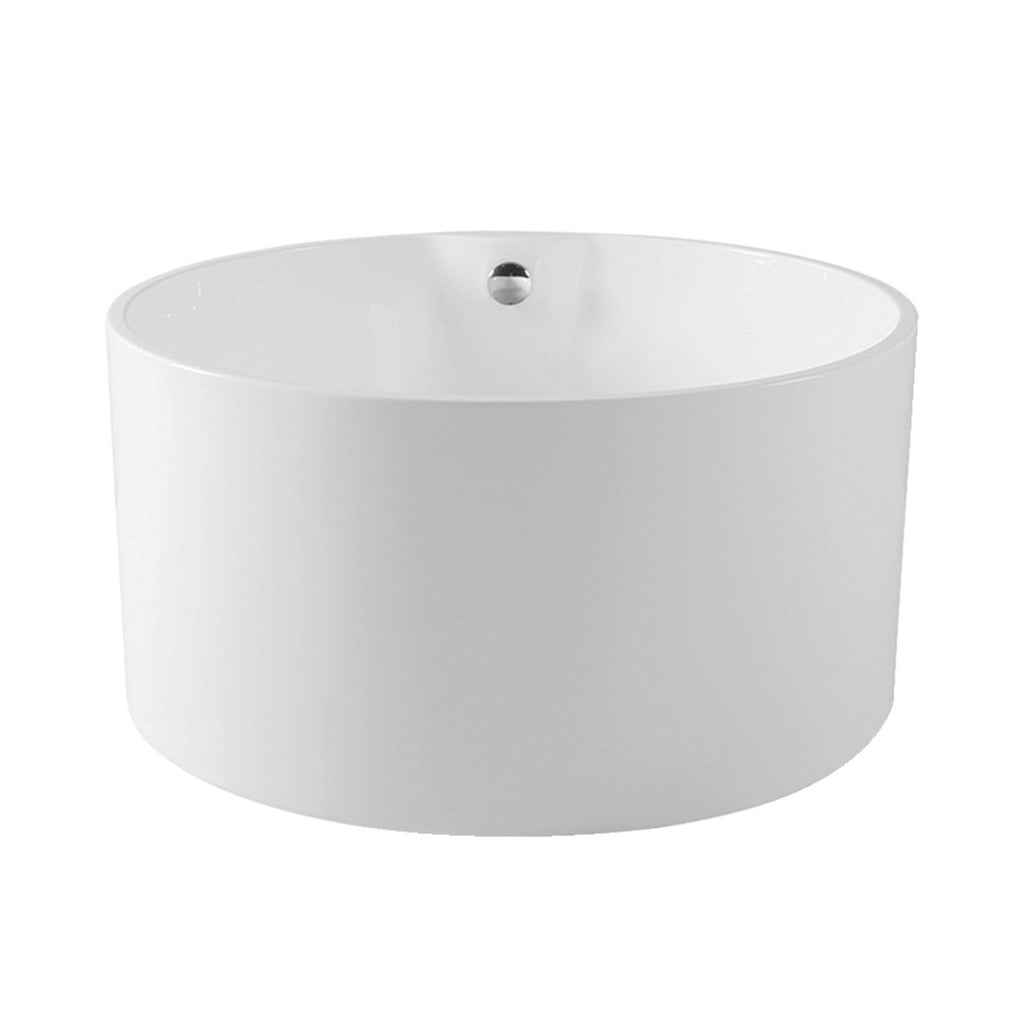 Kingston Brass Aqua Eden 45" Acrylic Round Double Ended Freestanding Tub with Drain White