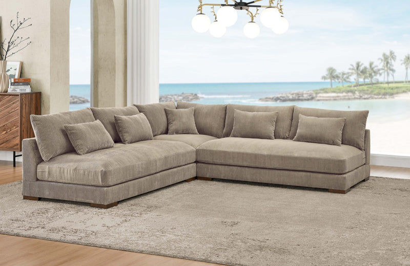 108" Corduroy Sofa Couch Sectional New Plush Comfortable Deep Seating Modern Contemporary Modular
