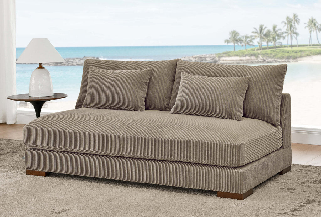 69" Corduroy Armless Loveseat Sofa Couch New Plush Comfortable Deep Seating Modern Contemporary Modular