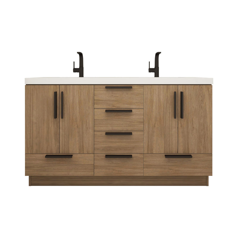 59.4" Freestanding Bathroom Vanity With Double Sink Ample Storage